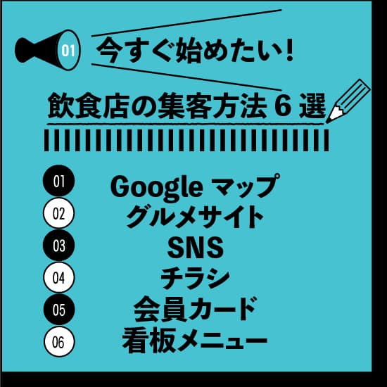 今すぐ始めたい！飲食店の集客方法6選の図解画像